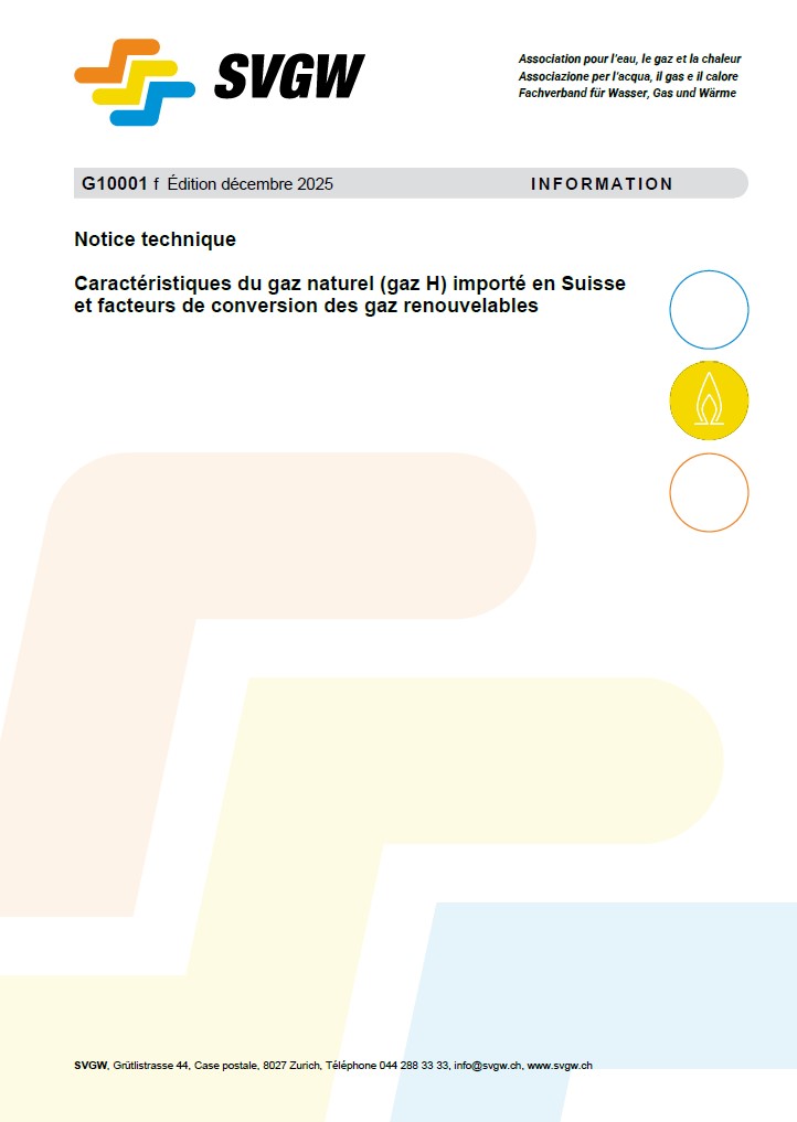 G10001 f Caractéristiques du gaz naturel (gaz H) importé en Suisse et facteurs de conversion des gaz renouvelables
