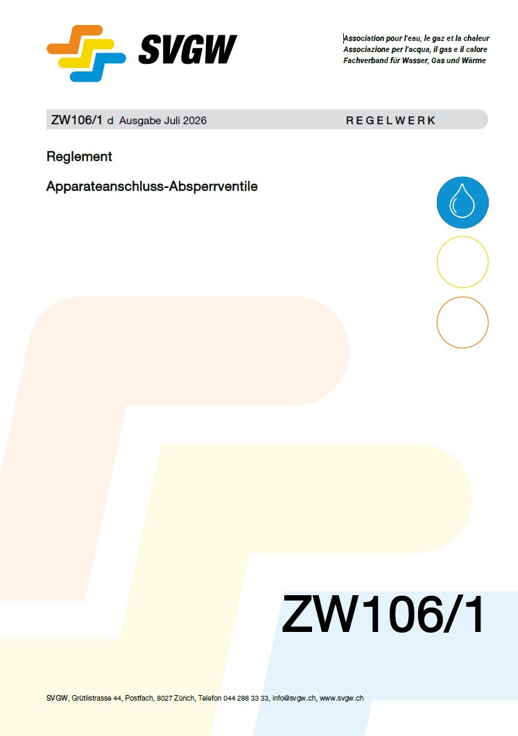 ZW106/1 d - Reglement; Apparateanschluss-Absperrventile