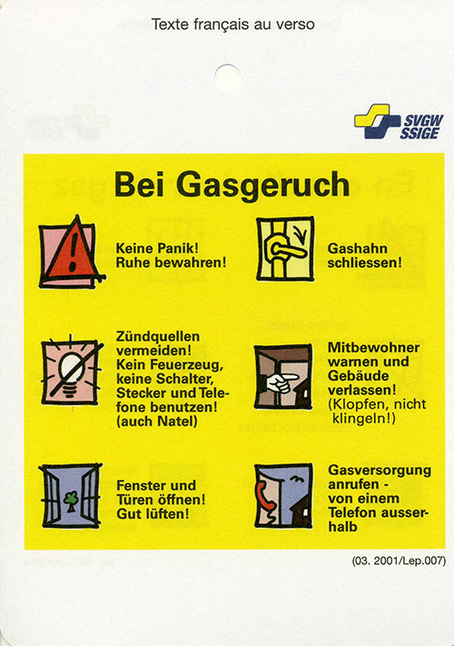 Leporello 007 d/f; Verhaltenskarte bei Gasgeruch - En cas d'odeur de gaz