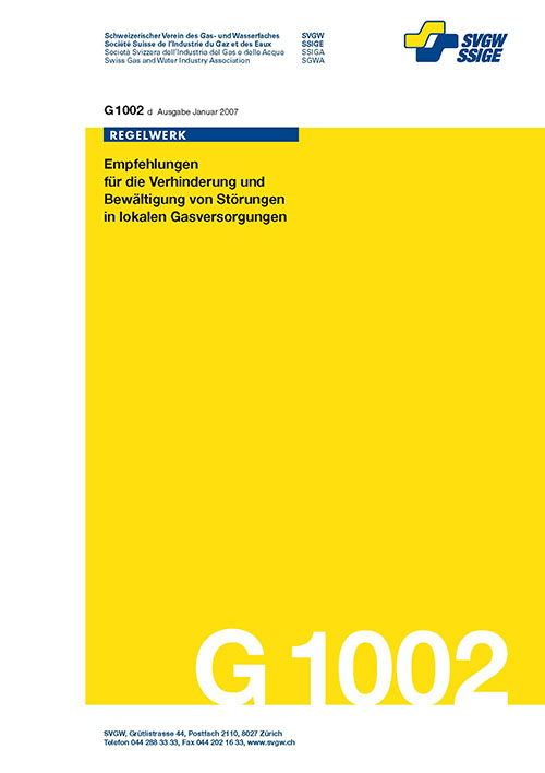 G1002 d Empfehlungen für die Verhinderung und Bewältigung von Störungen in lokalen Gasversorgungen