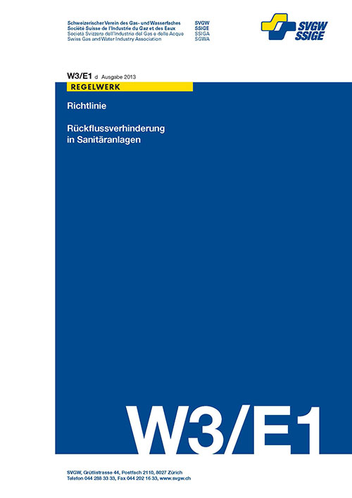W3/E1 d Richtlinie; Rückflussverhinderung in Sanitäranlagen