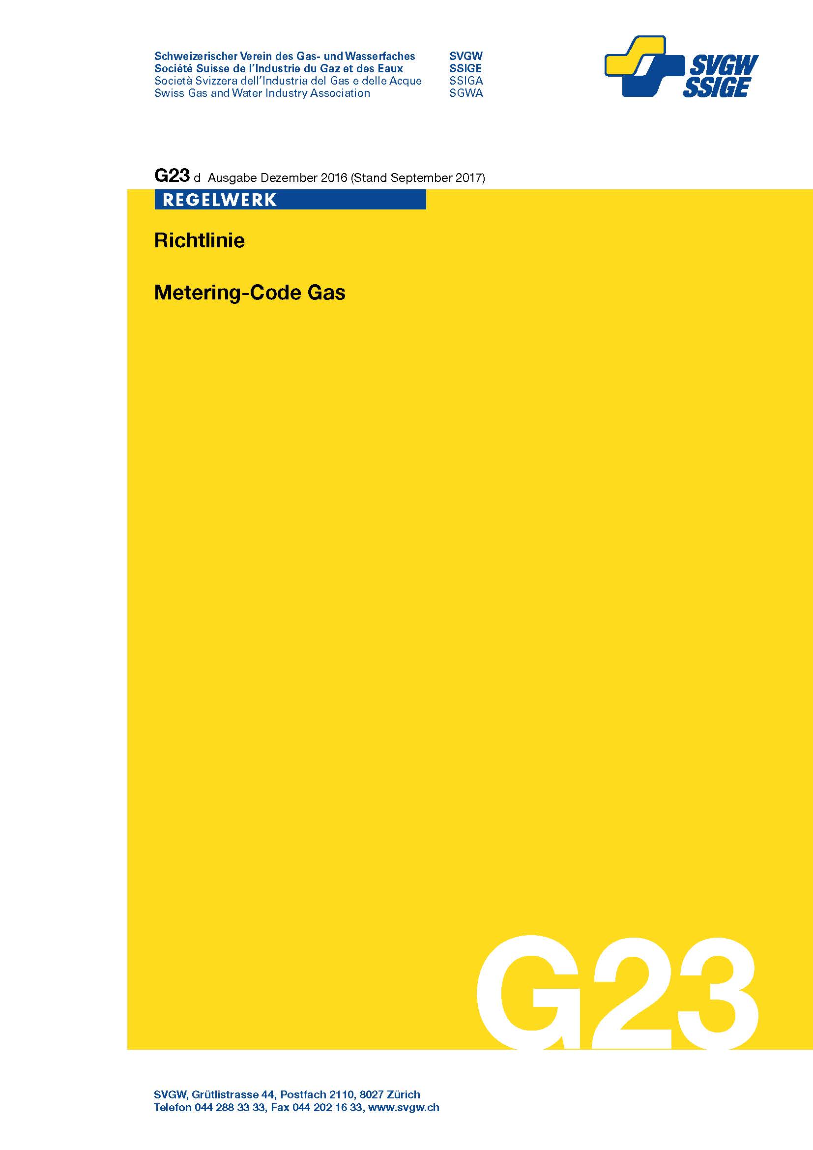 G23 d Richtlinie; Metering-Code Gas