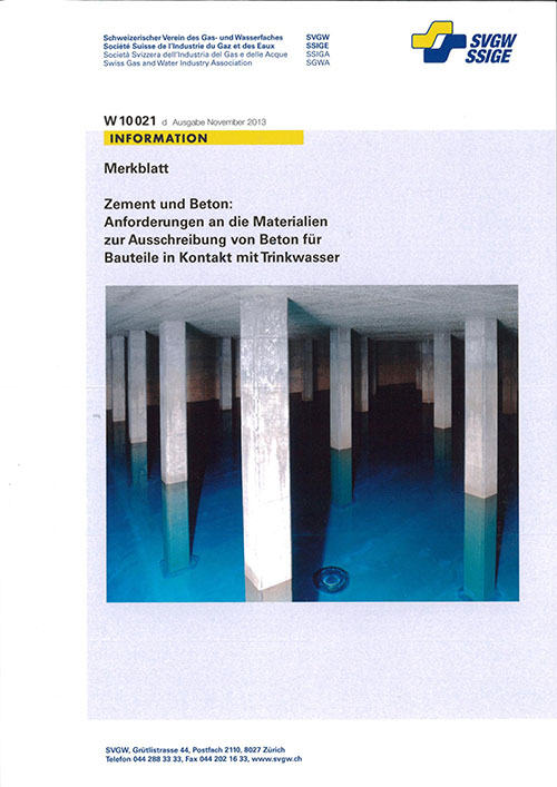 W10021 d Merkblatt; Zement und Beton - Anforderungen an die Materialien zur Ausschreibung von Beton für Bauteile in Kontakt mit Trinkwasser (1)