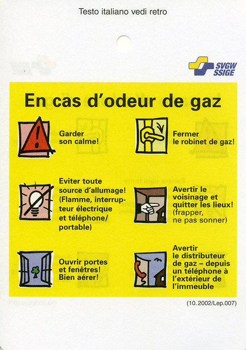 Leporello 007 d/f; Verhaltenskarte bei Gasgeruch - En cas d'odeur de gaz