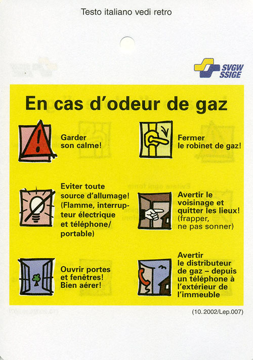 Leporello 007 f/i; En cas d'odeur de gaz - In caso d'odore di gas