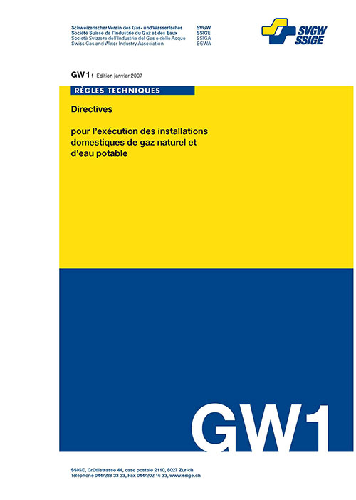 GW1 f Directives pour l'exécution des installations domestiques de gaz naturel et d'eau potable (1)