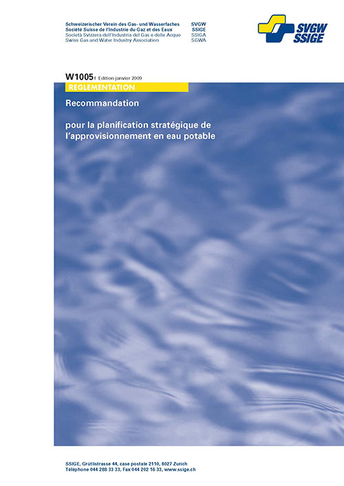 W1005 f Recommandations pour la planification stratégique de l'approvisionnement en eau potable