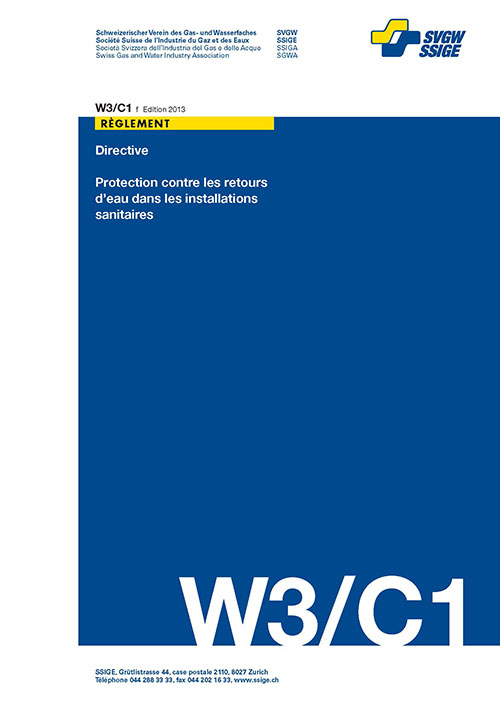 W3/C1 f Directive; Protection contre les retours d'eau dans les installations sanitaires