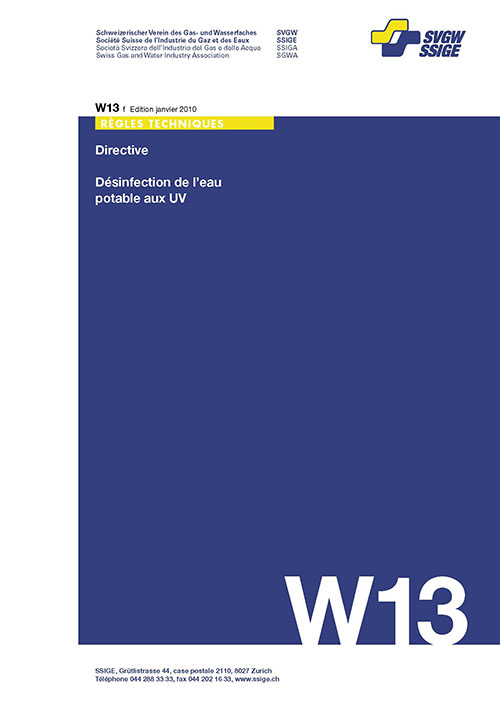 W13 f Directive; Désinfection de l'eau potable aux UV