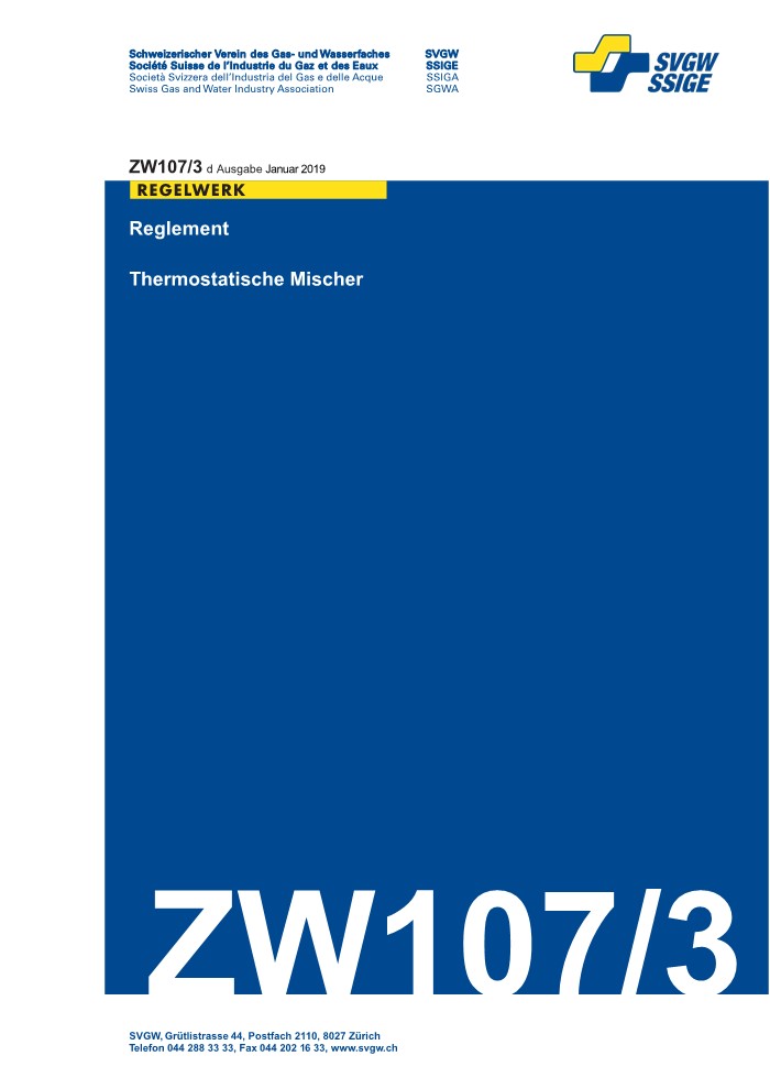 ZW107/3 d - Reglement; Thermostatische Mischer