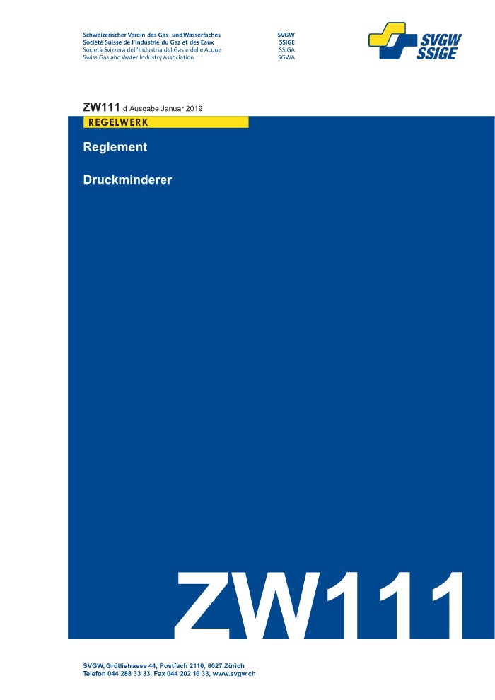 ZW111 d - Reglement; Druckminderer