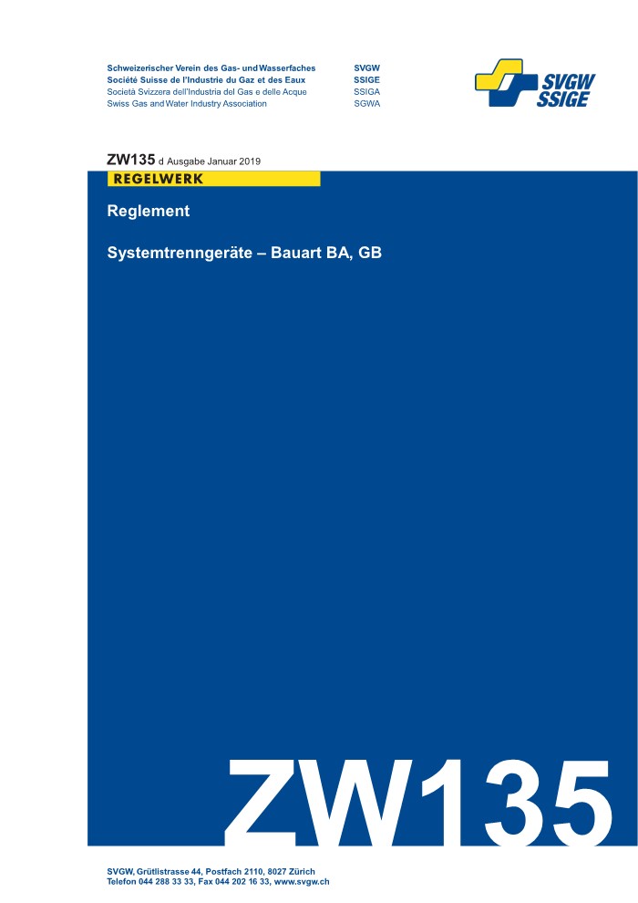 ZW135 d - Reglement; Systemtrenngeräte - Bauart BA, GB