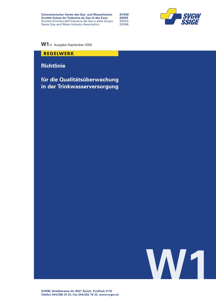 W1 d Richtlinie für die Qualitätsüberwachung in der Trinkwasserversorgung (1)