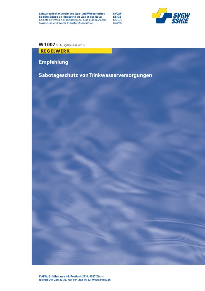 W1007 d Empfehlung; Sabotageschutz von Trinkwasserversorgungen (1)