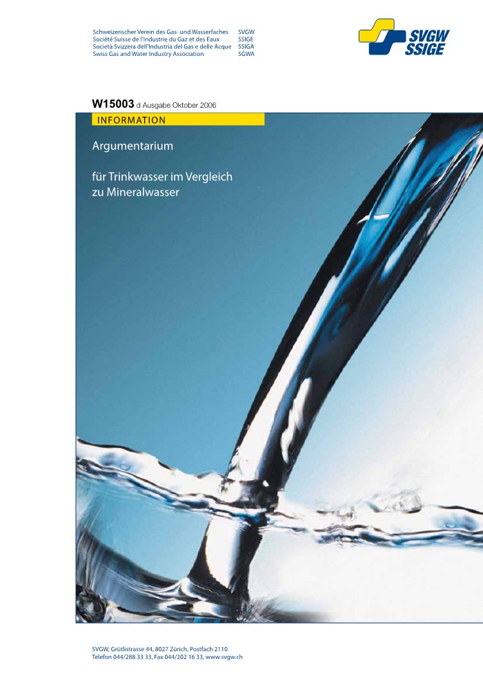 W15003 d Fachinformation; Argumentarium für Trinkwasser (1)