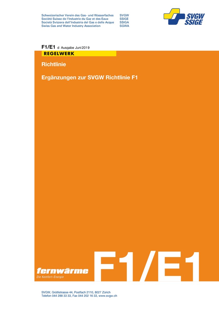 F1/E1 d Ergänzungen zur SVGW Richtlinie F1