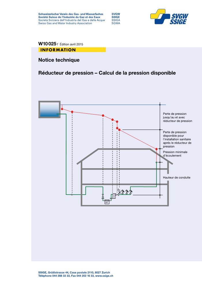 W10025 f Notice technique; Réducteur de pression - Calcul de la pression disponible