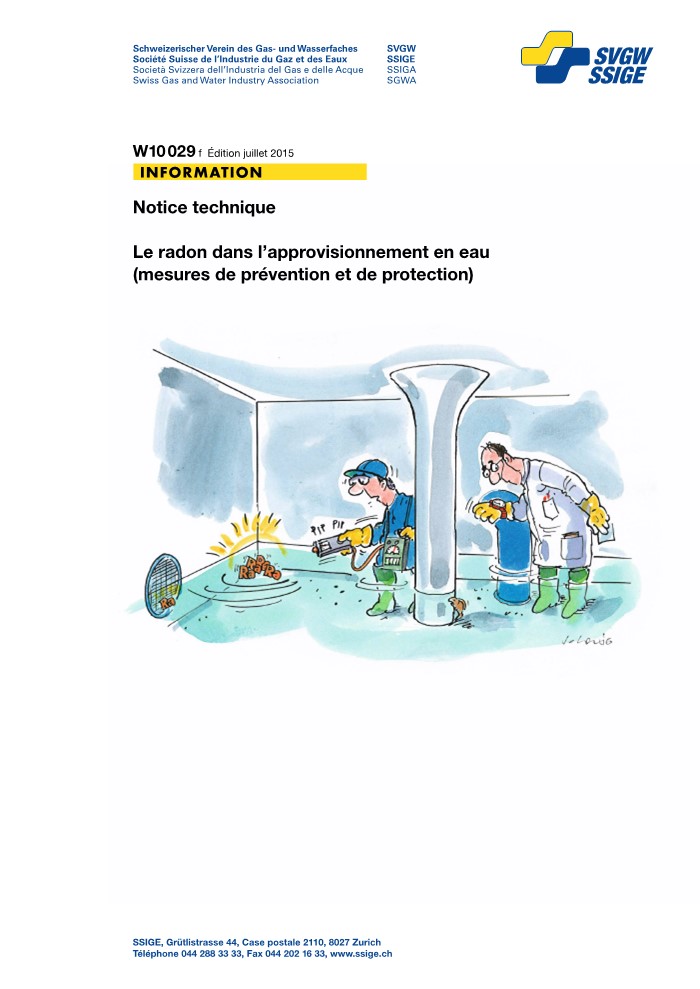 W10029 f Notice technique; Le radon dans l'approvisionnement en eau (Mesures de prévention et de protection)