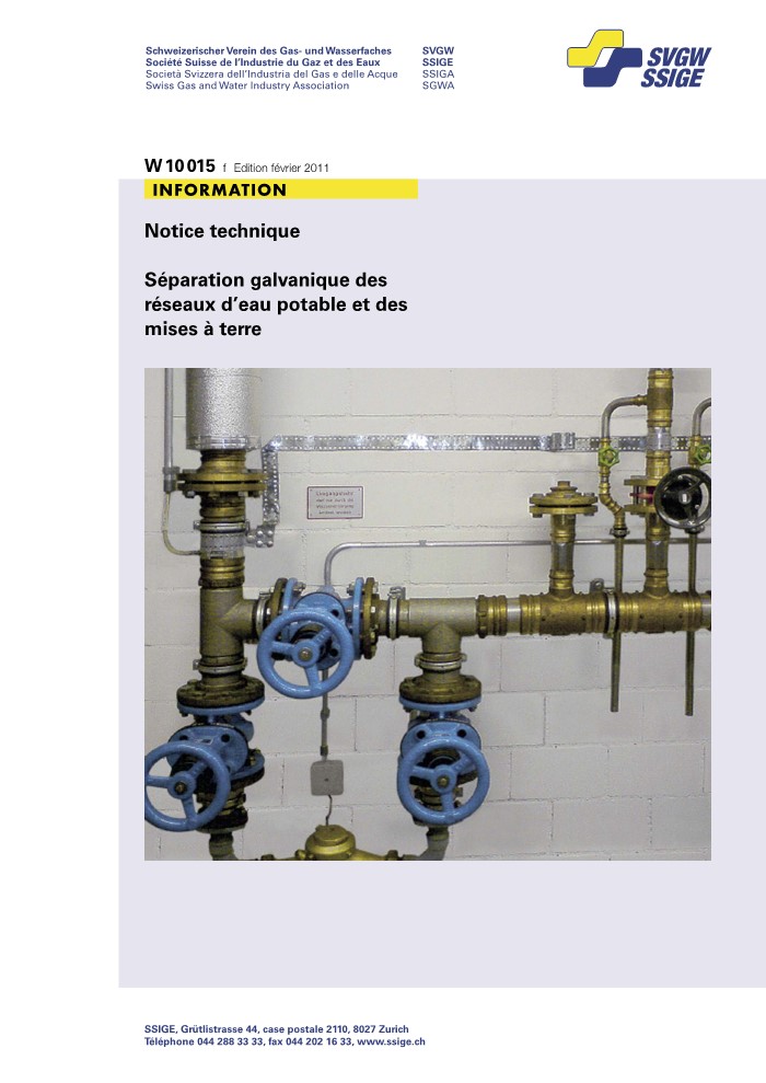 W10015 f Notice technique; Séparation galvanique des réseaux d'eau potable et des mises à terre (1)