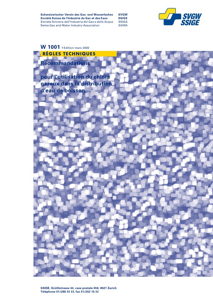 W1001 f Recommandations pour l'utilisation du chlore gazeux dans la distribution d'eau de boisson (1)