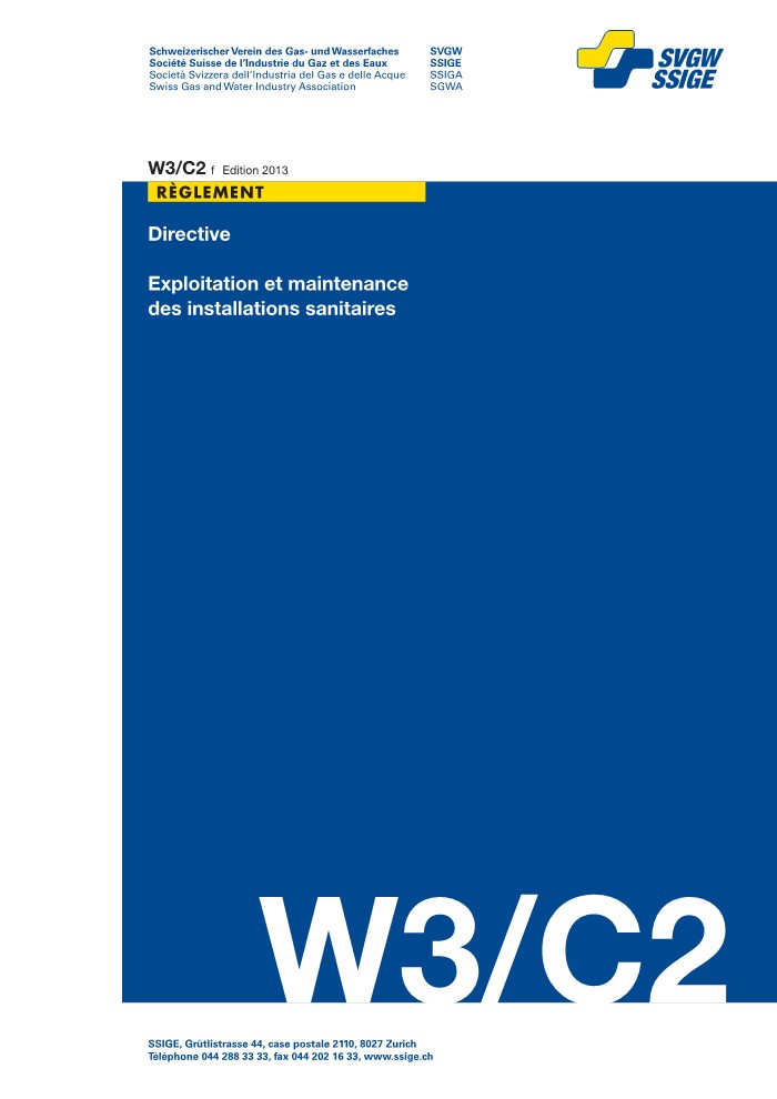 W3/C2 f Directive; Exploitation et maintenance des installations sanitaires (1)