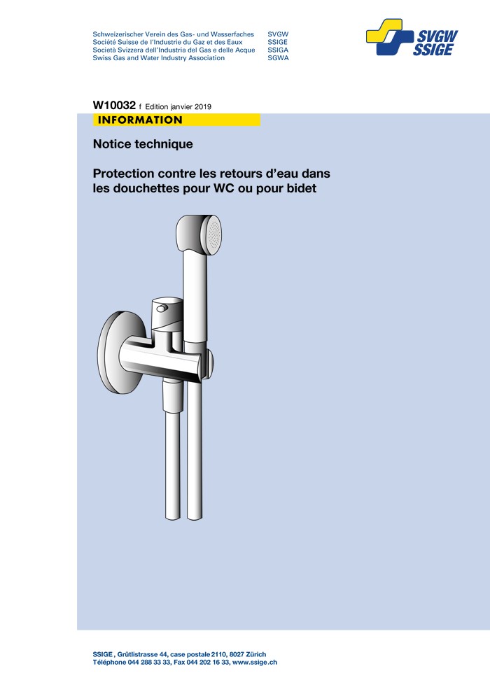W10032 f Protection contre les retours d’eau dans les douchettes pour WC ou pour bidet