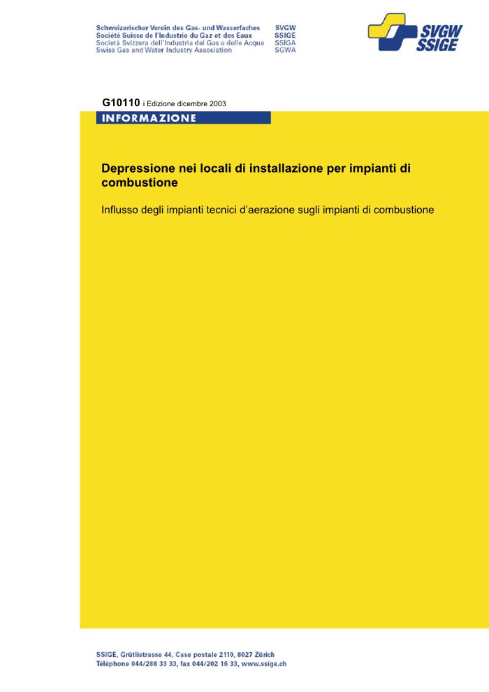 G10110 i Circulare; Depressione nei locali di installazione per impianti di combustione
