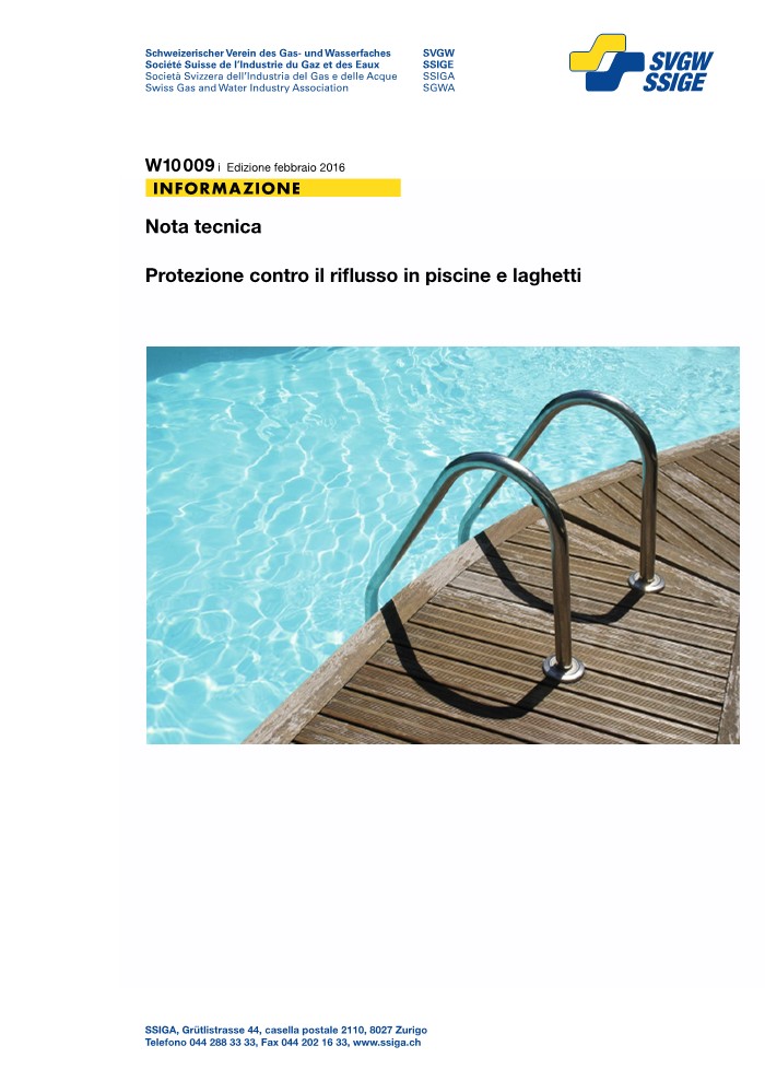 W10009 i Nota tecnica; Protezione contro il riflusso in piscine e laghetti