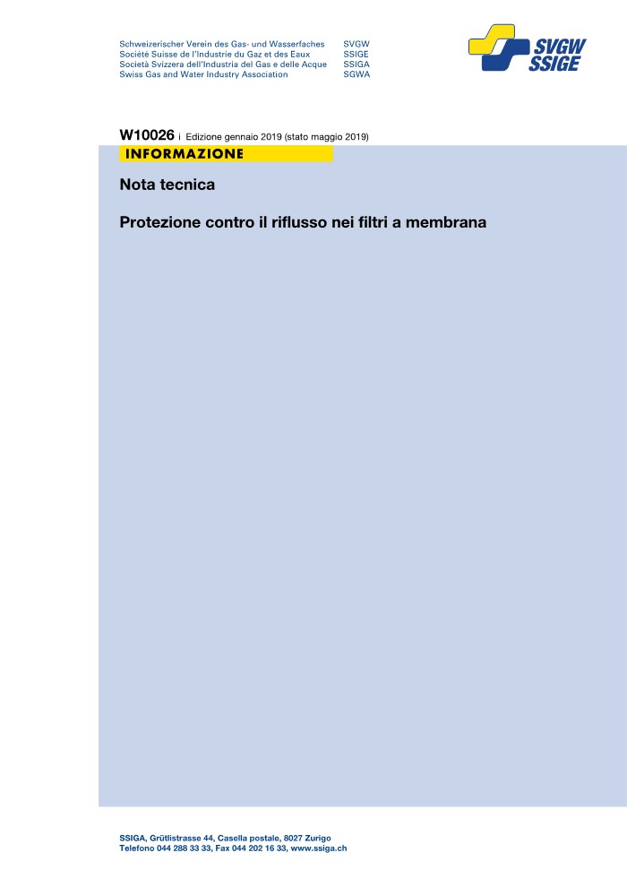 W10026 i Nota tecnica; Protezione contro il riflusso negli impianti di osmosi inversa