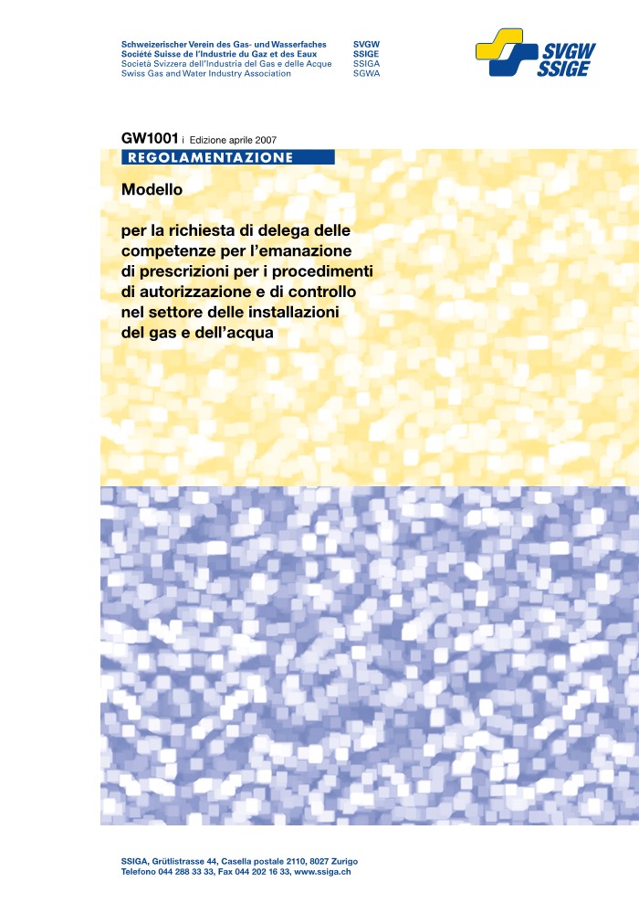 GW1001 i Modello per la richiesta di delega delle competenze per l’emanazione di prescrizioni per i procedimenti di autorizzazione e di controllo nel settore delle installazioni del gas e dell’acqua (1)