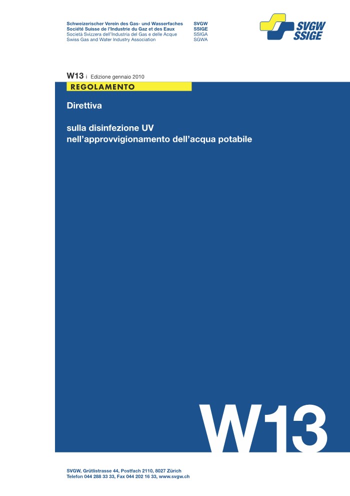 W13 i Direttiva sulla disinfezione UV nell'approvvigionamento dell'acqua potabile (1)
