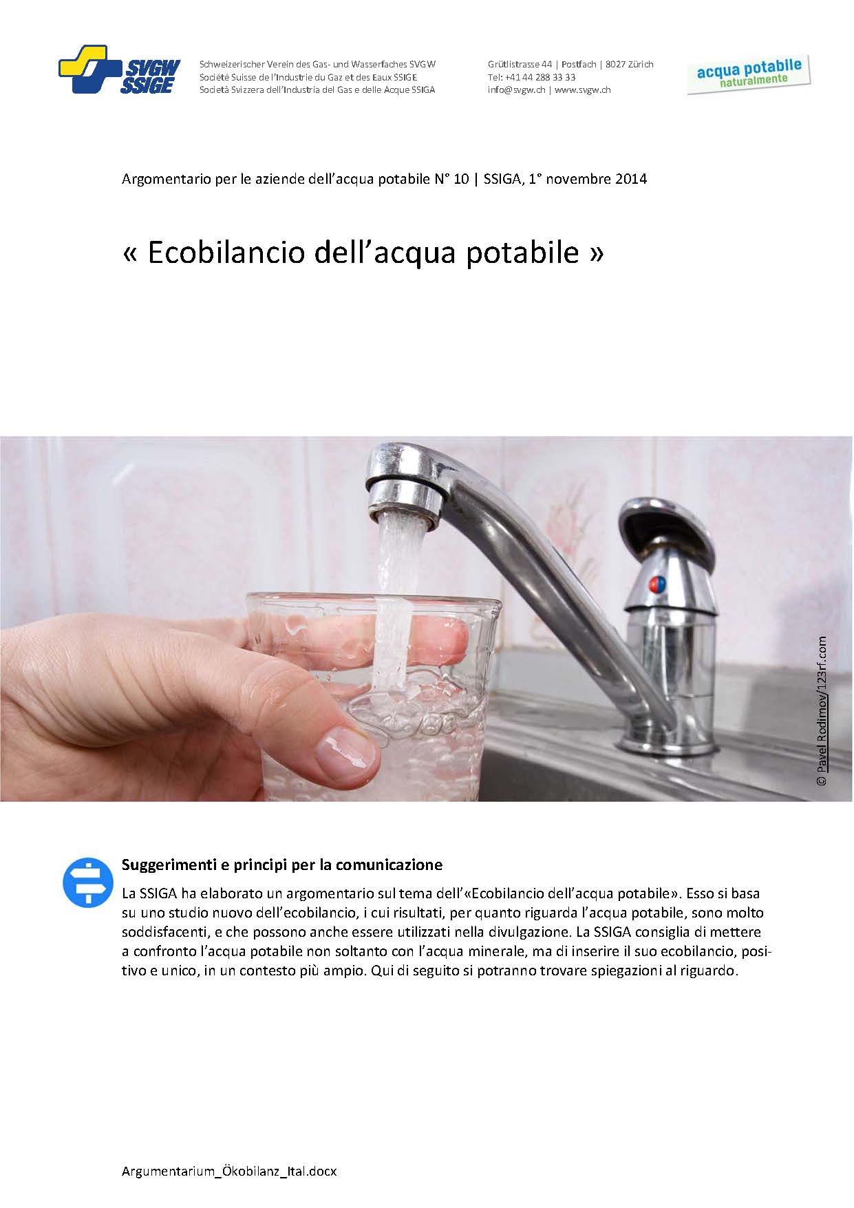 Argomentazione: «Ecobilancio dell'acqua potabile»