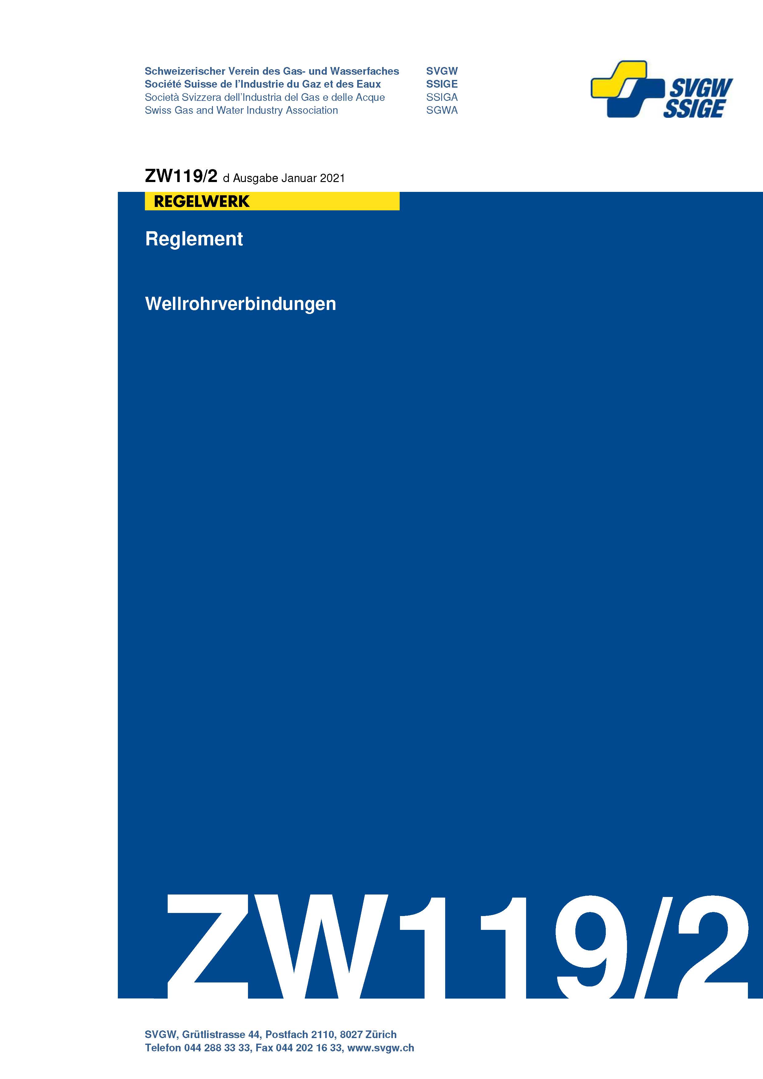 ZW119/2 d - Reglement; Wellrohrverbindungen