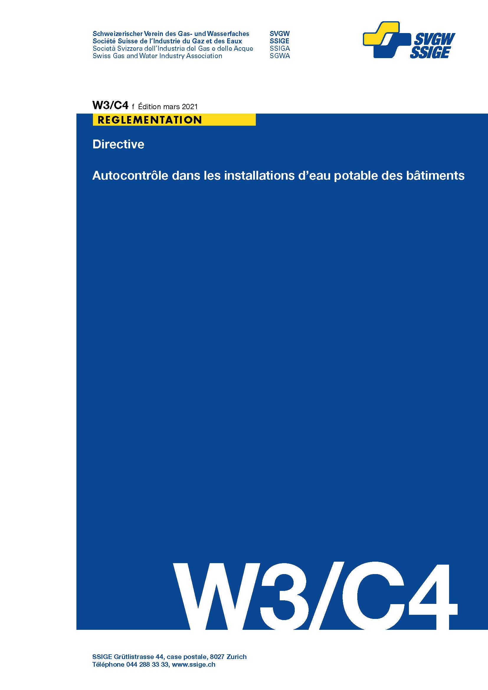 W3/C4 f Directive; Autocontrôle dans les installations d'eau potable des bâtiments (1)