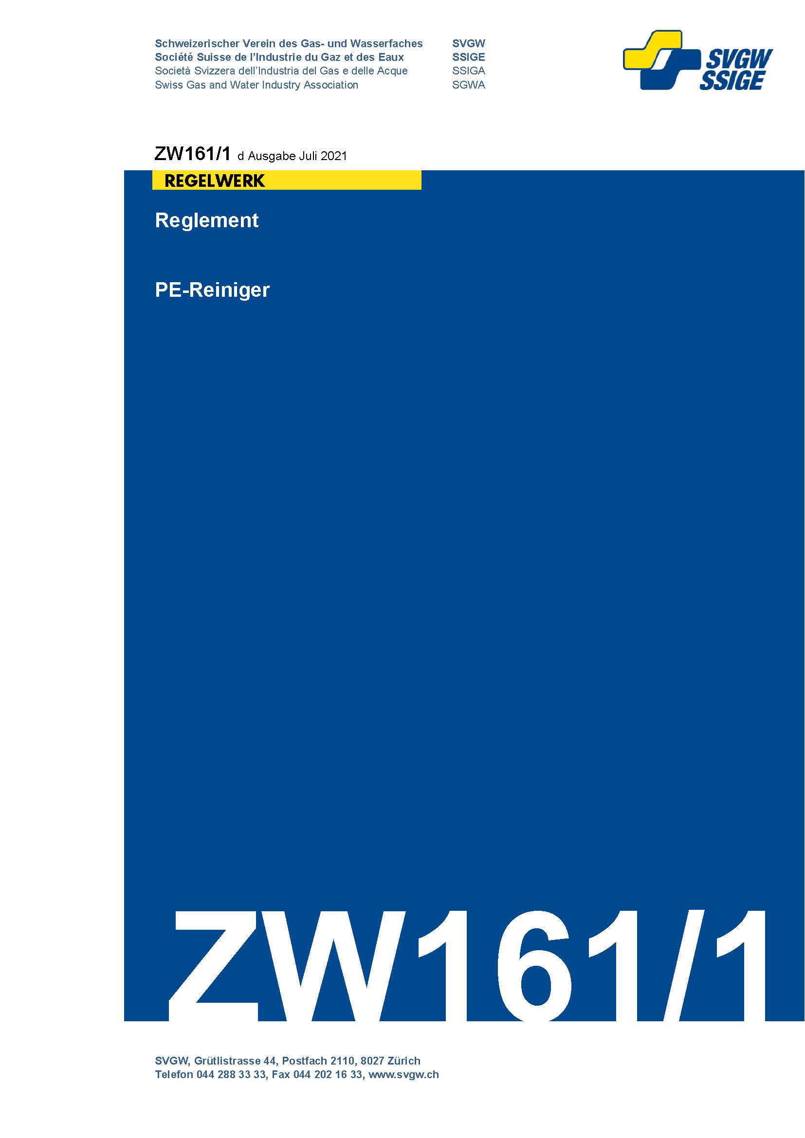 ZW161/1 d - Reglement; PE-Reiniger