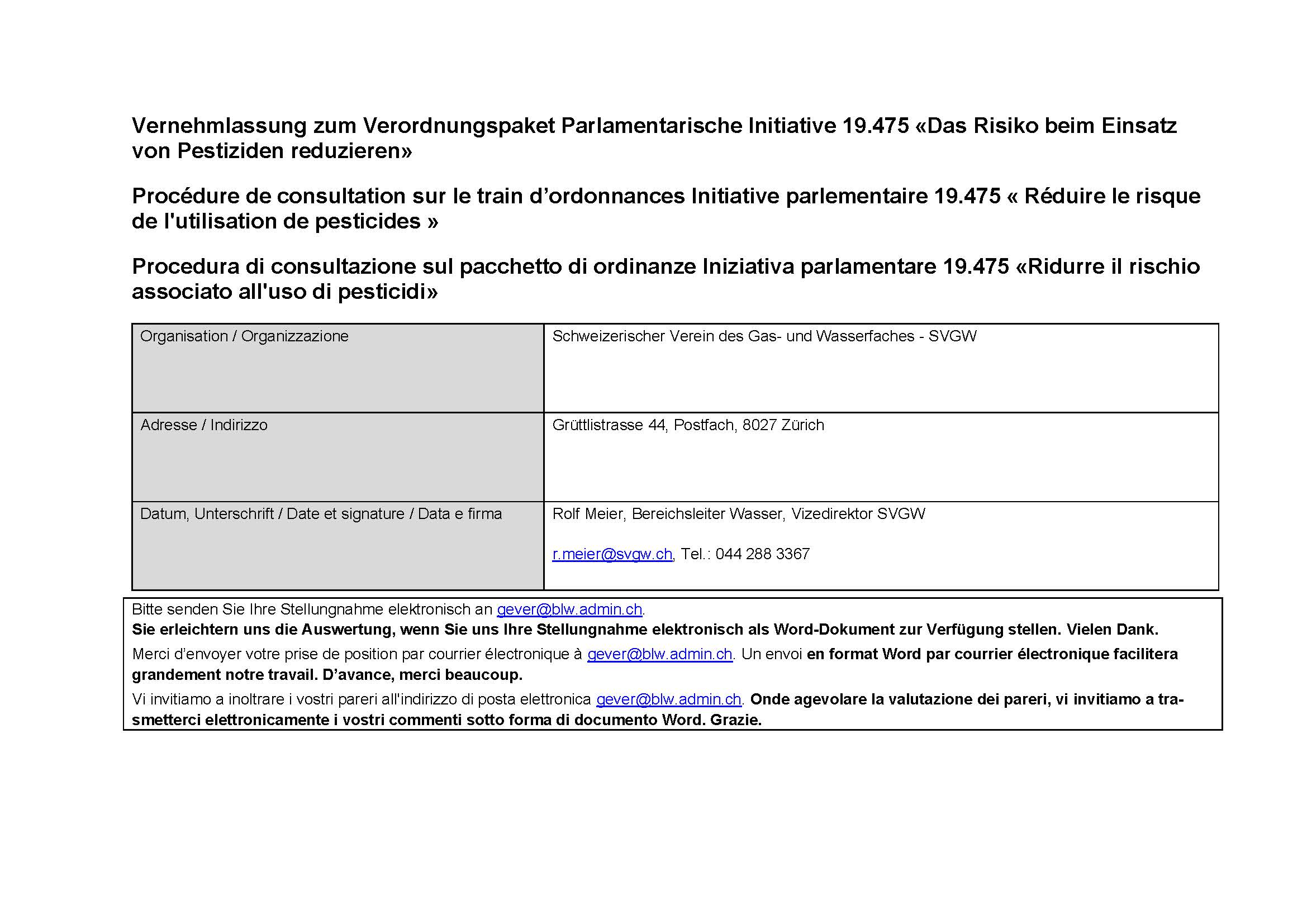 Stellungnahme zum Verordnungspaket: «Die Risiken beim Pestizideinsatz reduzieren» 07/2021