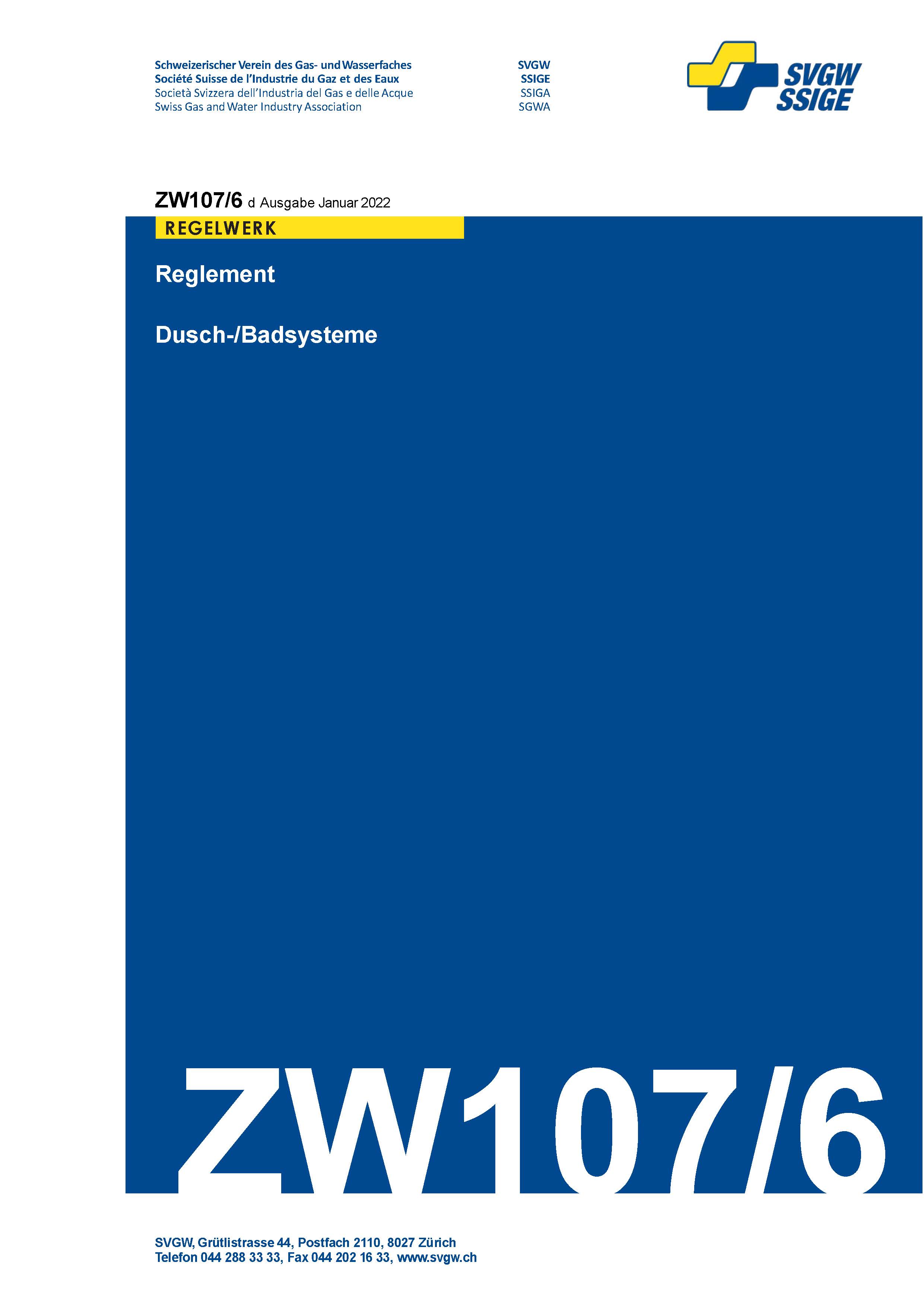 ZW107/6 d - Reglement; Dusch-/Badsysteme