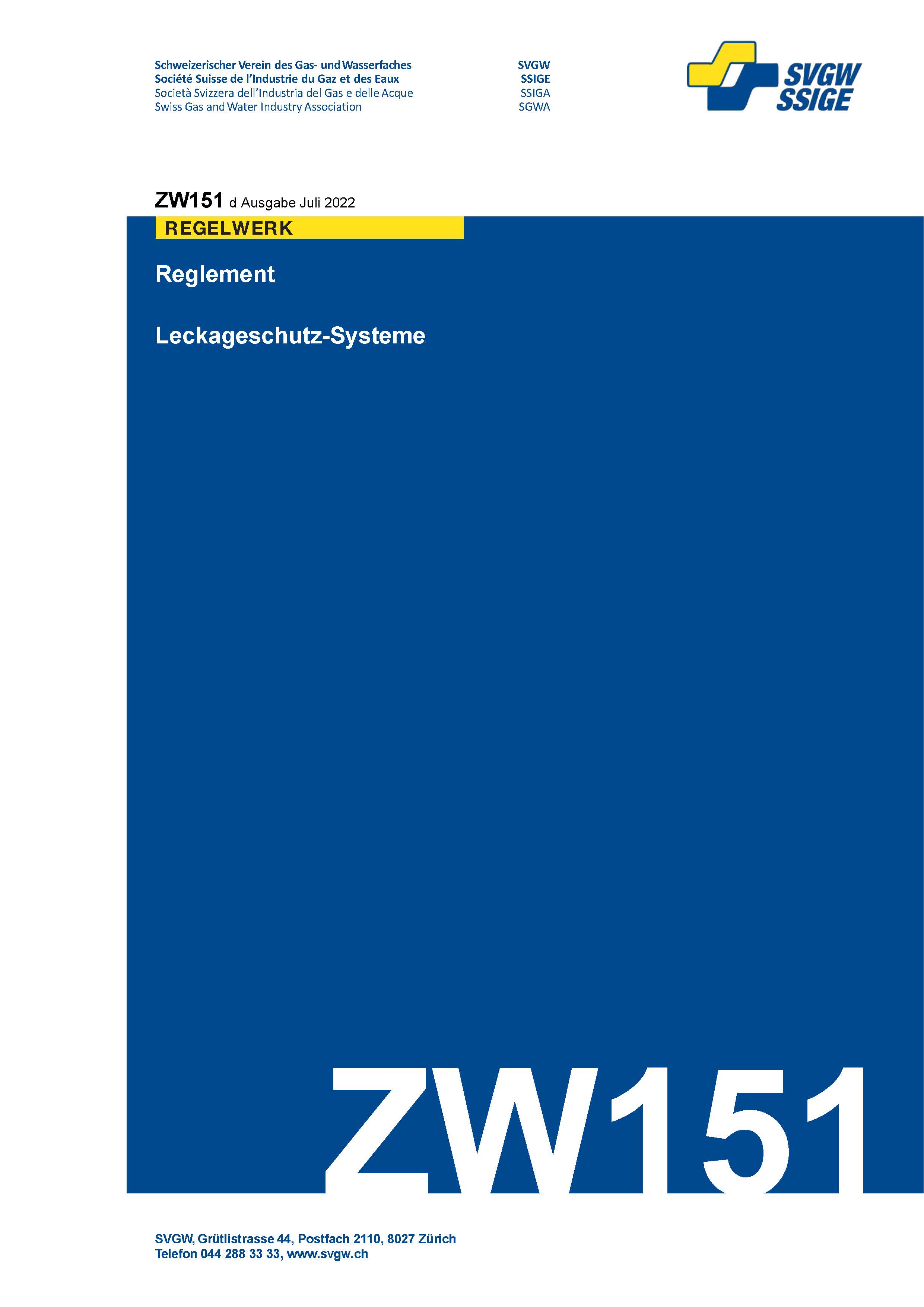 ZW151 d - Reglement; Leckageschutz-Systeme