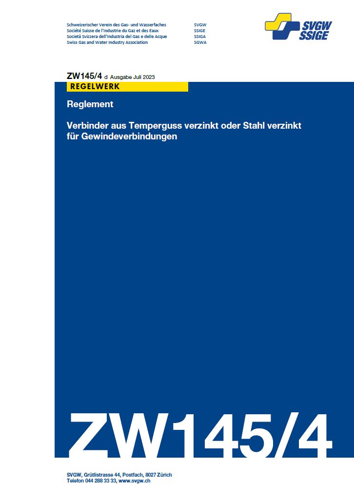 ZW145/4 d - Reglement; Verbinder aus Temperguss verzinkt oder Stahl verzinkt für Gewindeverbindungen