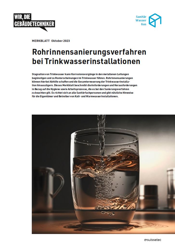 Merkblatt; Rohrinnensanierung von Trinkwasserleitungen